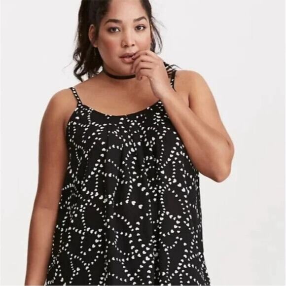 torrid Tops - TORRID Black/White Heart Print Georgette Flowy adjustable tank top Size 5X
